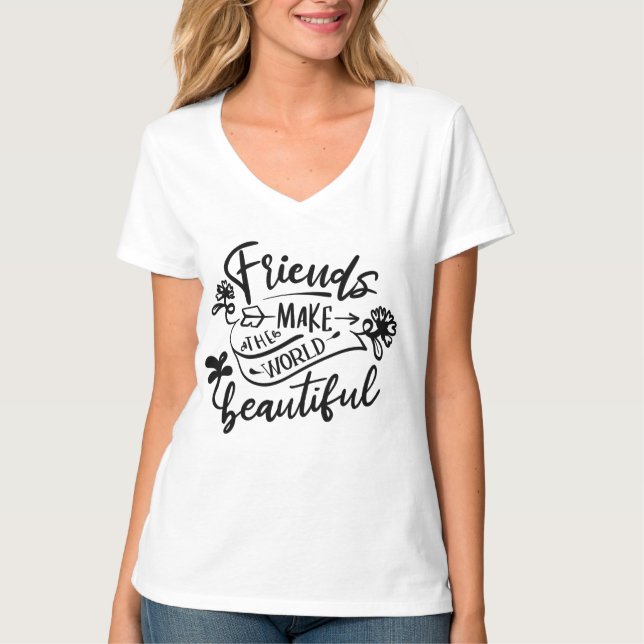 T-shirt les amis mignons font du monde un bel art du mot (Devant)
