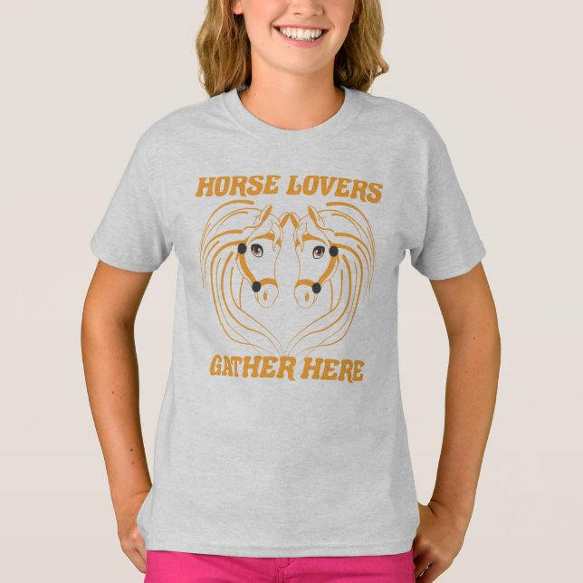 T-SHIRT LES AMOUREUX DU CHEVAL SE RASSEMBLENT ICI. (Devant)