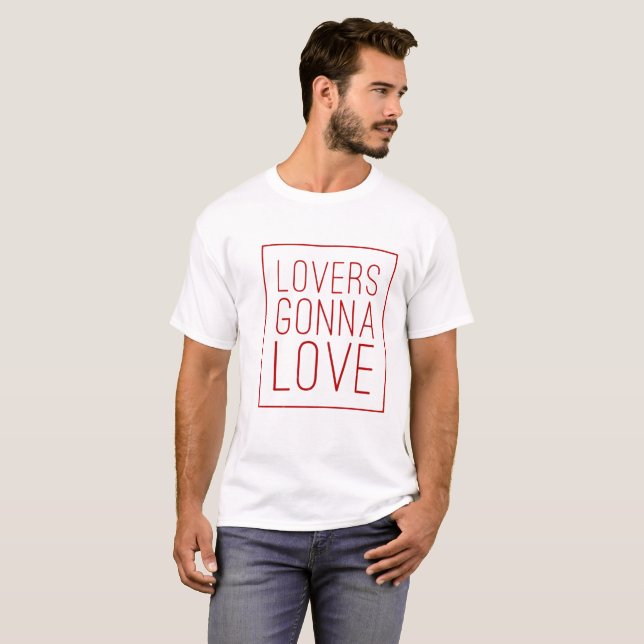 T-shirt Les amoureux vont adorer la Saint-Valentin, le cou (Devant entier)