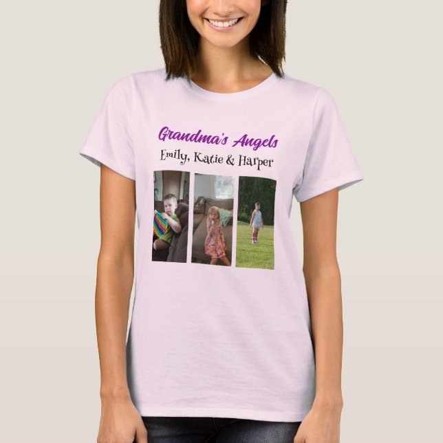 T-shirt Les anges de grand-mère | Photo et noms personnali (Devant)