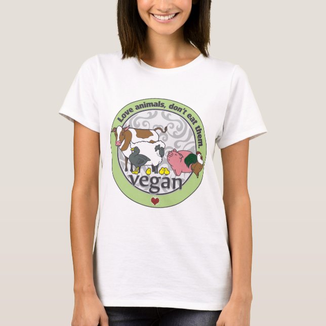 T-shirt Les animaux d'amour ne les mangent pas végétaliens (Devant)