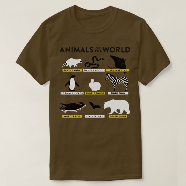 T-shirt Les animaux du monde et comment ils sont appelés c (Design devant)