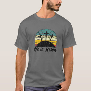 T-shirt les années 70 Rétro Il Est Ressuscité Jésus Croix 