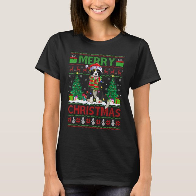 T-shirt Les arbres de Noël éclairent la frontière moche de (Devant)