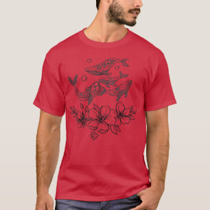 T-shirt Les baleines jouent avec les fleurs