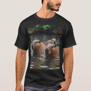 T-shirt Les capybaras nagent dans la rivière,