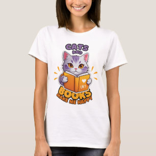 T-shirt Les chats et les livres me rendent heureux