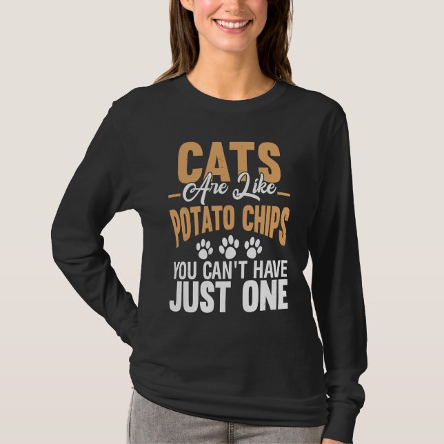 T-shirt Les chats sont comme des chips de pommes de terre  (Devant)
