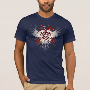 T-shirt Les chemises foncées des hommes de crânes de coeur