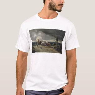 T-shirt Les chevaux dessinant des chariots lèvent une