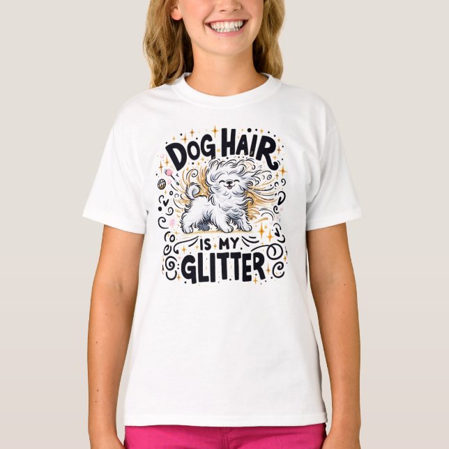 T-shirt Les cheveux de chien est ma Parties scintillant -  (Devant)