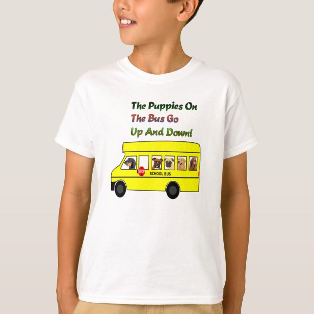 T-shirt Les chiots sur l'autobus scolaire badine le (Devant)
