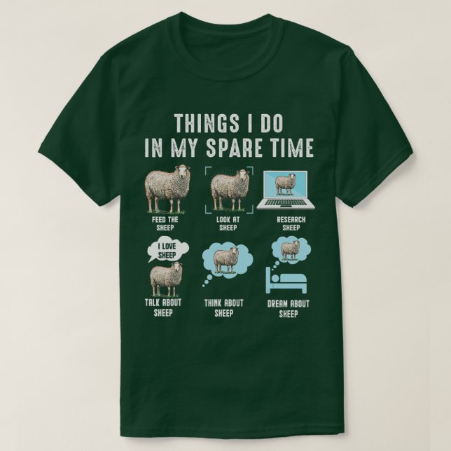 T-shirt Les choses que je fais dans mon temps libre Sheeps (Design devant)