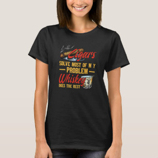 T-shirt Les Cigares Sove La Plupart De Mes Problèmes Wisky
