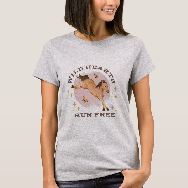 T-shirt Les Coeurs Sauvages Courent Cheval Gratuit et Papi (Devant)