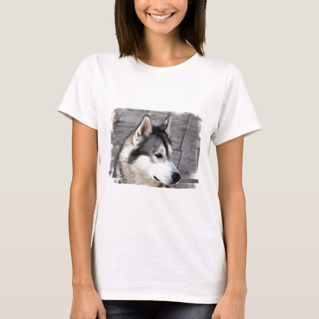 T-shirt Les dames de photo de Malamute ont adapté le (Devant)