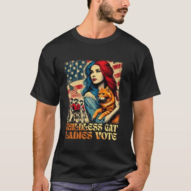T-shirt Les Dames En Chat Votent Kamala Pour Le Président  (Devant)