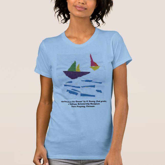 T-shirt Les DAMES ONT ADAPTÉ le DÉBARDEUR BLEU "voiliers" (Devant)