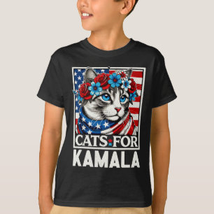 T-shirt Les Dames Pour Kamala Drôle Chat 2024 Président Ka