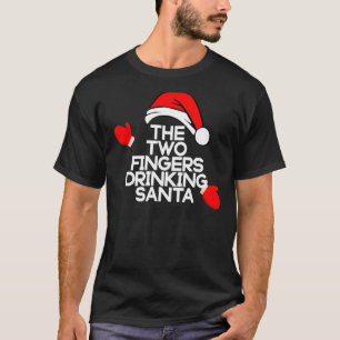 T-shirt Les Deux Doigts Boire Père Noël Funny Bourbon Chri