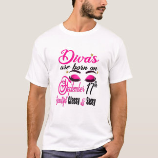 T-shirt Les Divas De Femmes Sont Nées Le 17 Septembre Vier