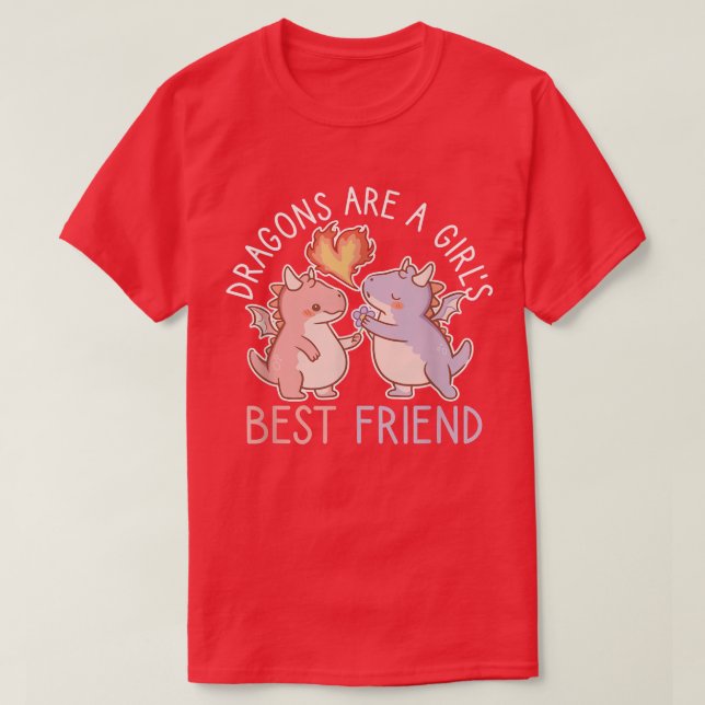 T-shirt Les dragons sont le meilleur ami d'une fille pour  (Design devant)