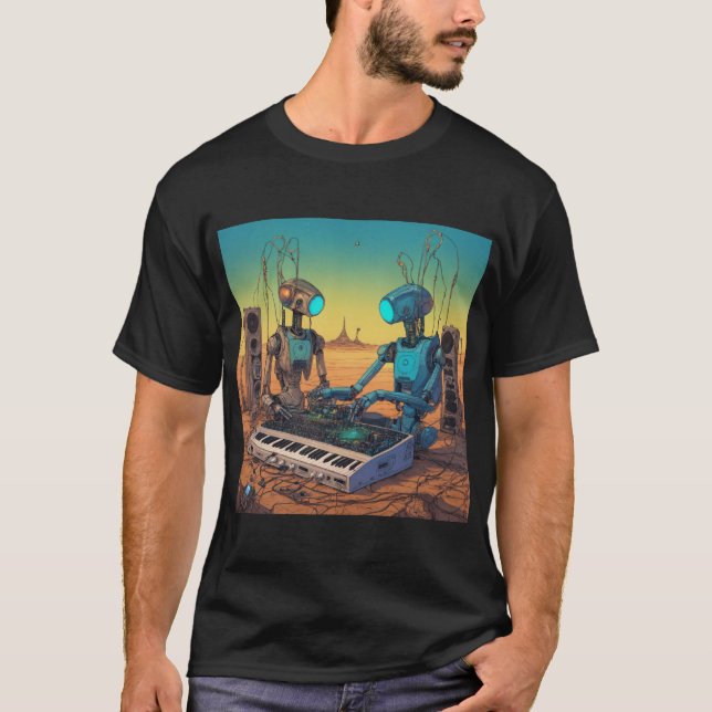 T-shirt Les droïdes Techno inspirés par Moebius déchaînent (Devant)