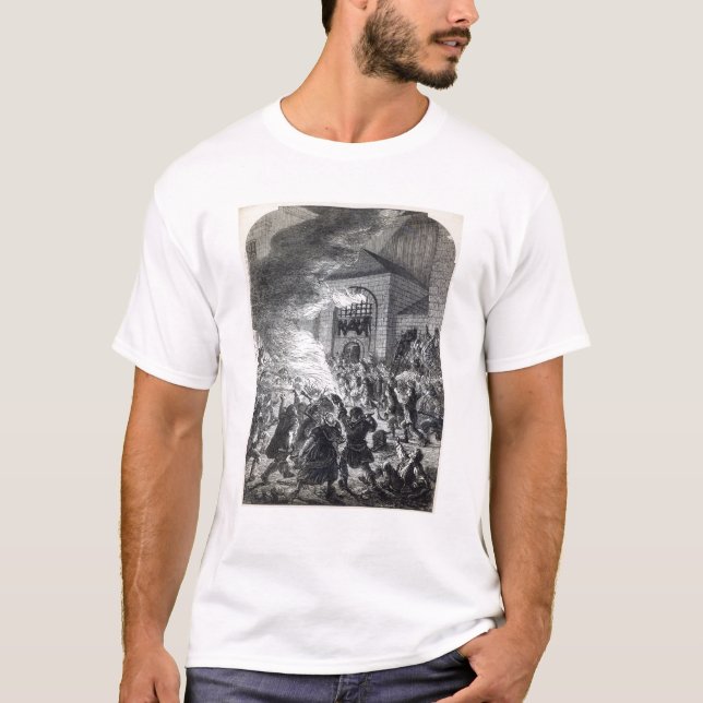 T-shirt Les émeutiers de "aucun papisme" brûlant la prison (Devant)