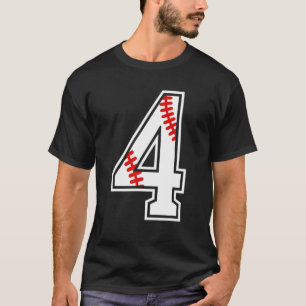 T-shirt Les Enfants 4Th Birthday Baseball Big Number 4 Yea