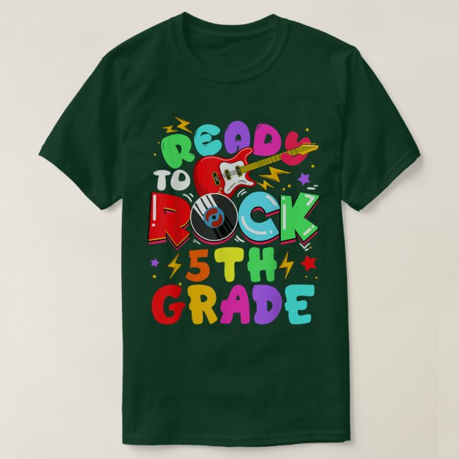 T-shirt Les Enfants Prêts À Rouler La Guitare De 5E Année  (Design devant)
