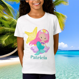 T-Shirt Les étoiles de mer et la sirène mignonnes de pla