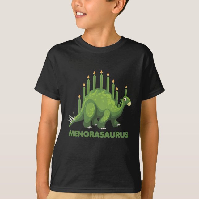 T-shirt Les fans juifs de Hanoukka Dinosaur Menorah Jew Di (Devant)