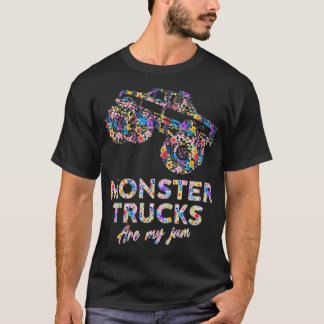 T-shirt Les Femmes Camion Monstre Floral Sont Mon Jam VNec