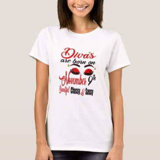 T-shirt Les Femmes De Belles Divas Sont Nées Le 9 Novembre