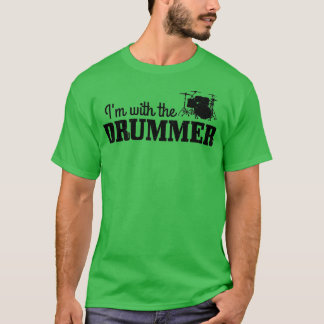 T-shirt Les Femmes Je Suis Avec Les Drummers Drummer Drumm