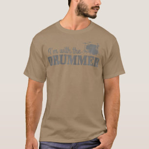 T-shirt Les Femmes Je Suis Avec Les Drummers Drummer Drumm