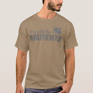T-shirt Les Femmes Je Suis Avec Les Drummers Drummer Drumm