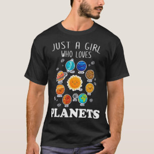 T-shirt Les Femmes Juste Une Fille Qui Aime Les Planètes S