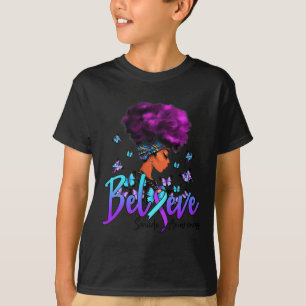 T-shirt Les Femmes Noires Croient Le Suicide Violet Et Tur
