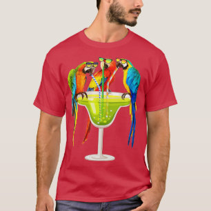 T-shirt Les Femmes Perroquets Boivent De La Margarita Sur 