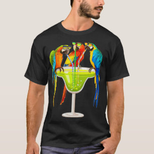 T-shirt Les Femmes Perroquets Boivent De La Margarita Sur 