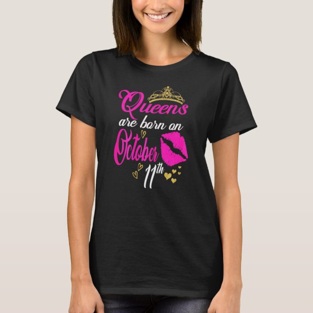 T-shirt Les Femmes Reines Sont Nées Le 11 Octobre Libra Bi (Devant)