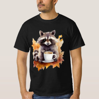 T-shirt Les feuilles d'automne tombent le joli raton laveu