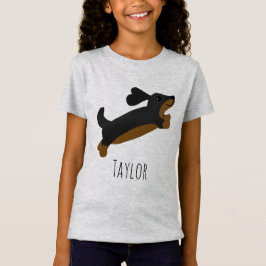 T-Shirt Les filles adorent le chien noir dachshund Dessin 