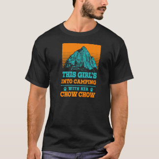 T-shirt Les Filles En Camping Avec Son Chow Chien Mama Cho