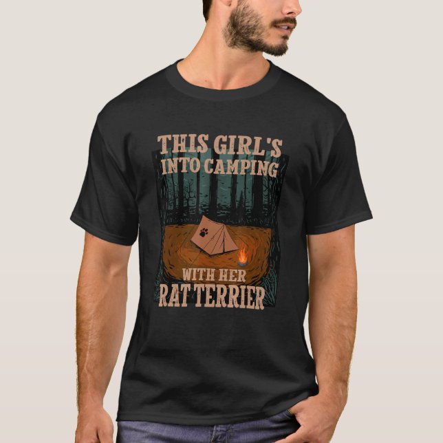 T-shirt Les Filles En Camping Avec Son Rat Terrier Chien R (Devant)