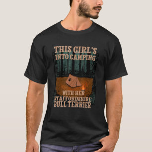 T-shirt Les Filles En Camping Avec Son Staffordshire Bull 