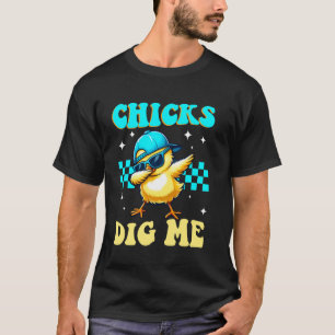T-shirt Les filles m'aiment groovy drôle de Pâques garçons