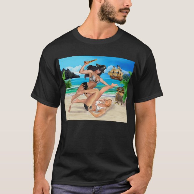 T-SHIRT LES FILLES PIRATES QUI SE BATTENT (Devant)