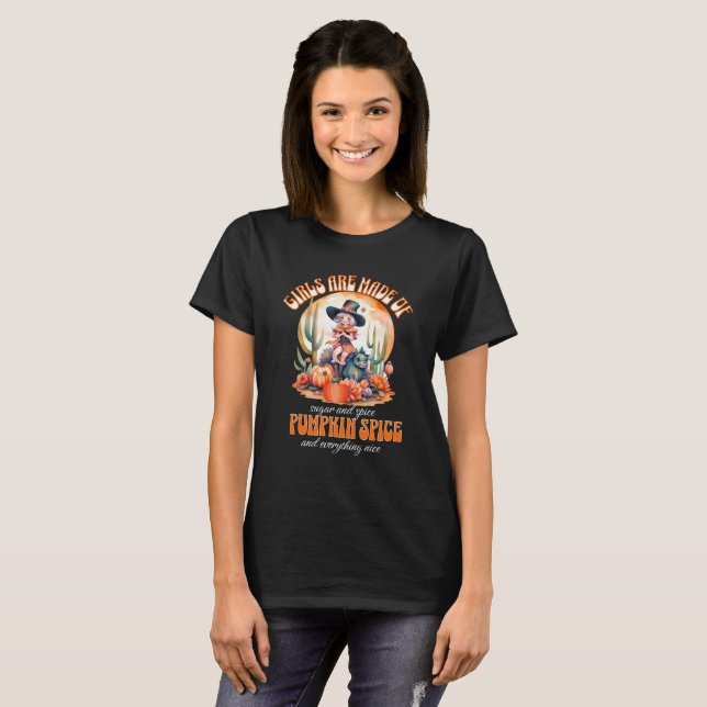 T-shirt Les Filles Sont Fabriquées De Sucre Citrouille Épi (Devant entier)